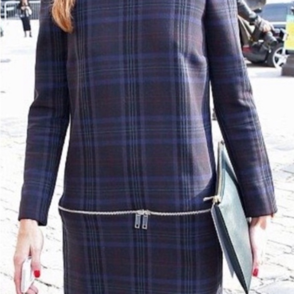 Zara tartan plaid mini dress with a zippered hem
